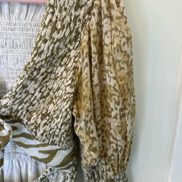 Free People String of Hearts Maxi Dress XS EUC Smocked Tie Front Cutout Boho - Picture 8 of 11